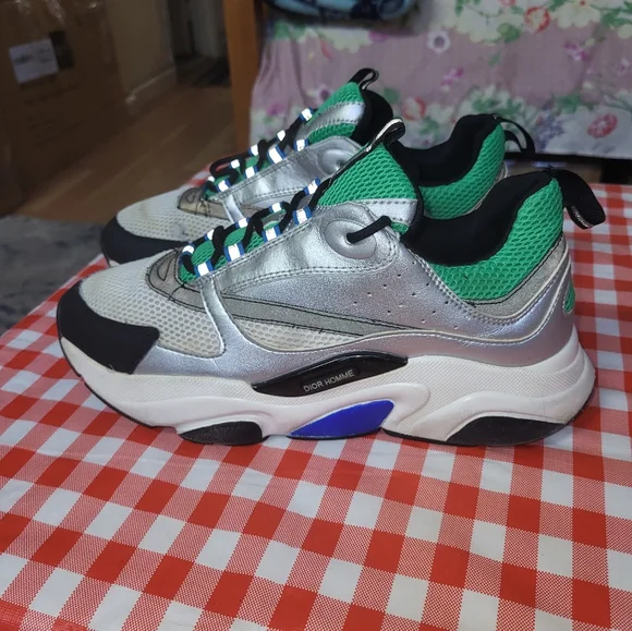 Dior Shoes Dior B22 Silver Green Mens Size 44 Used Condition